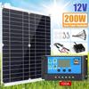 12V Solar Panel Kit with 100A Solar Charge Controller & Extension Cable with Battery Clips for Boat Motorcycle Lights RV Camera