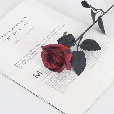 Черно-белые розы Искусственные черные розы Искусственные цветы Длинный стебель с листьями Домашний декор Розы для кладбища DIY Цветы для кладбища