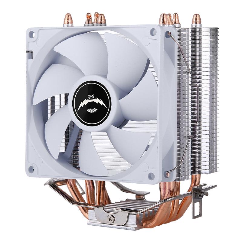 CPU кулер с 6 тепловыми трубками, 9-см белым вентилятором и 4-контактным PWM-управлением температурой для AMD 775, 1700, воздушное охлаждение.