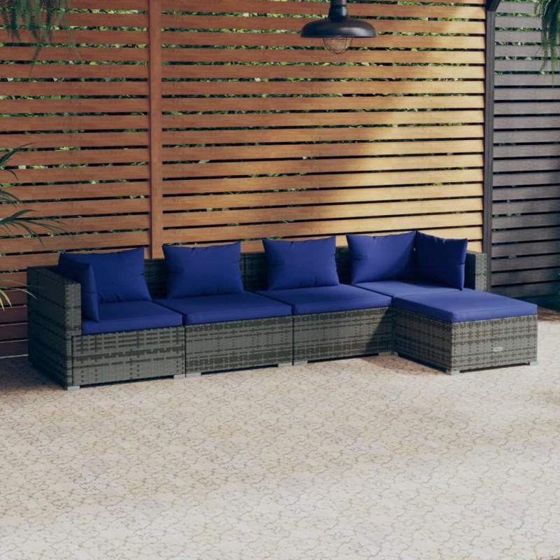 Day and Night - Day and Night 5-piece Garden Sofa Set and Gray Synthetic Rattan Cushions