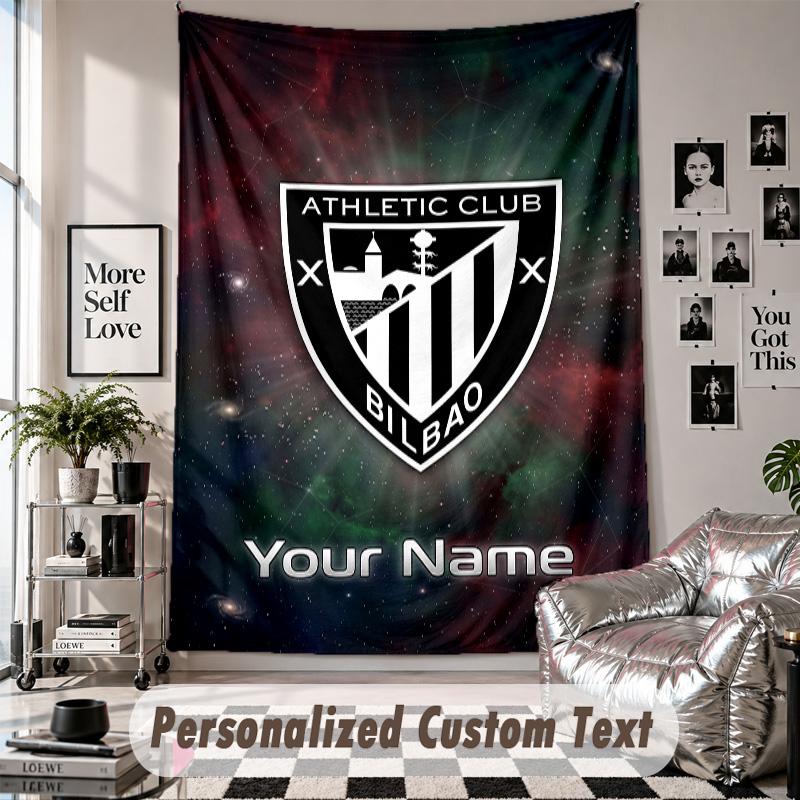 Custom Tapestry Wall Hanging, Athletic Bilbao FC Personalized Name Text Home Wall Decor