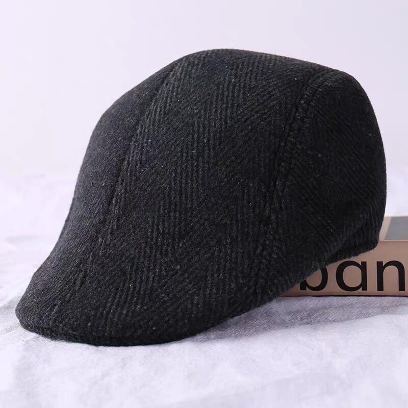 Middle-Aged And Elderly Woolen Baseball Cap Men'S Winter Casual Thickened Warm Cotton Hat Outdoor Riding Cap