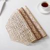 Golden Hexagon Table Mat PVC Placemat Hollow Insulation Coaster Pads Table Bowl Home Christmas Heat Resistant Modern Style Decor