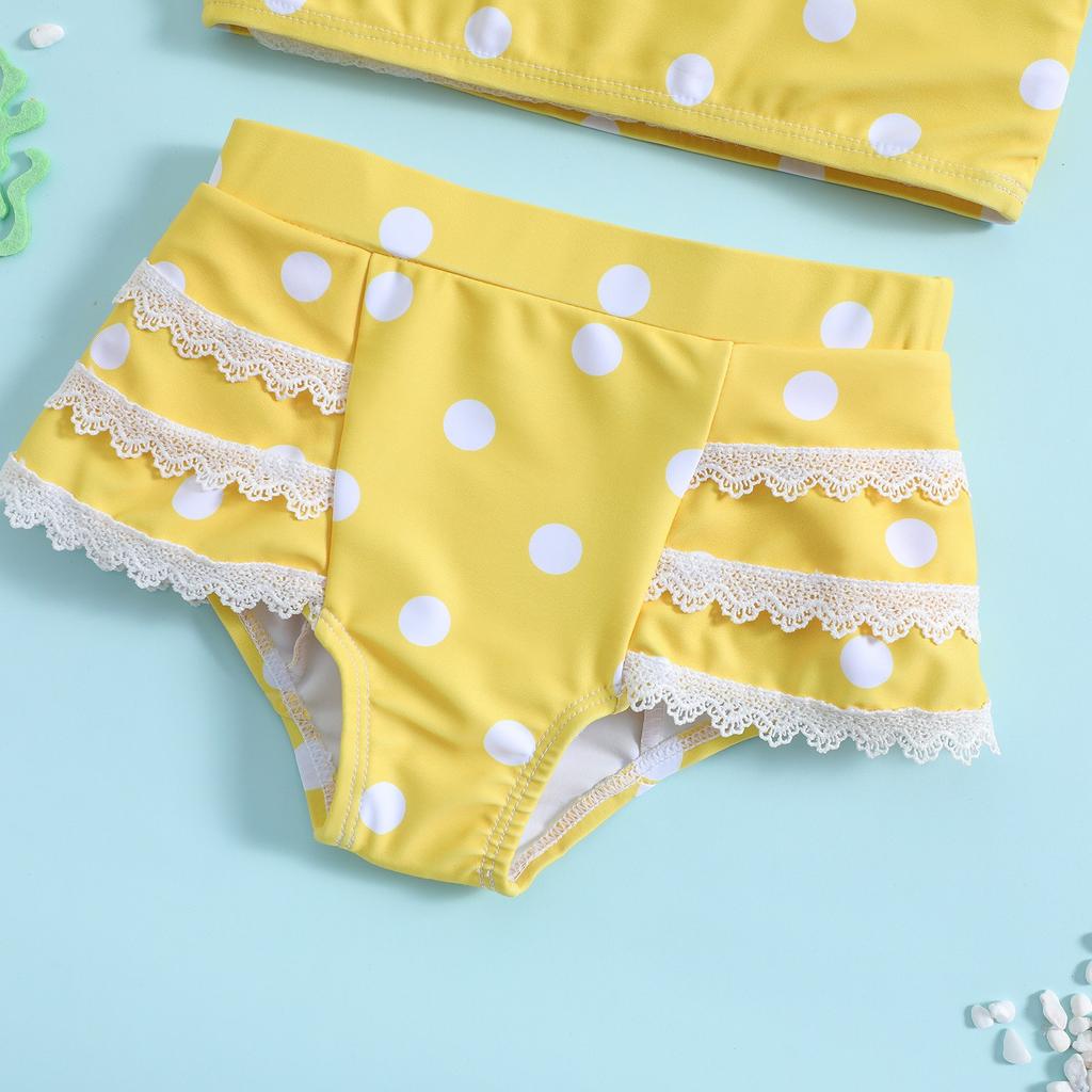 Hollow Beach Swimsuit New Fashion Girls Swimsuit Princess Vest Suspenders Polka Dot Fashion Swimsuit Suit