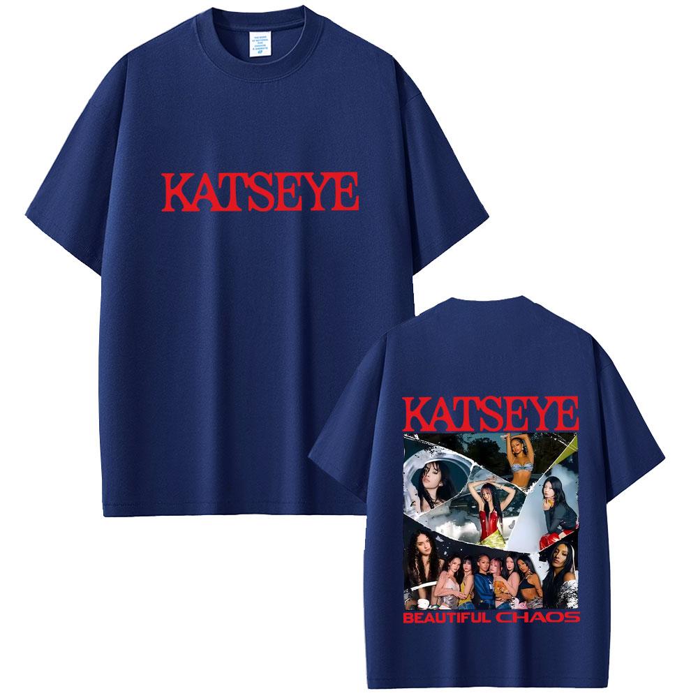 Korean Girl Group KATSEYE Beautiful Chaos Graphic Tshirt Unisex Women Casual Soft Cotton Tshirts Male Fashion Y2k Oversized Tops
