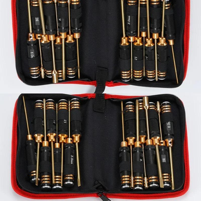 16 шт./набор Инструменты для авиамоделирования Шестигранная двухцветная ручка из алюминиевого сплава Внутренний шестигранник Отвертка в форме + в форме Насадка