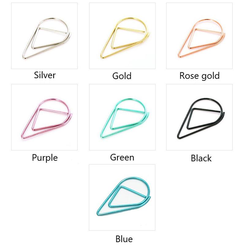 50 шт., металлические скрепки в форме капли, кавайные милые закладки, канцелярские принадлежности