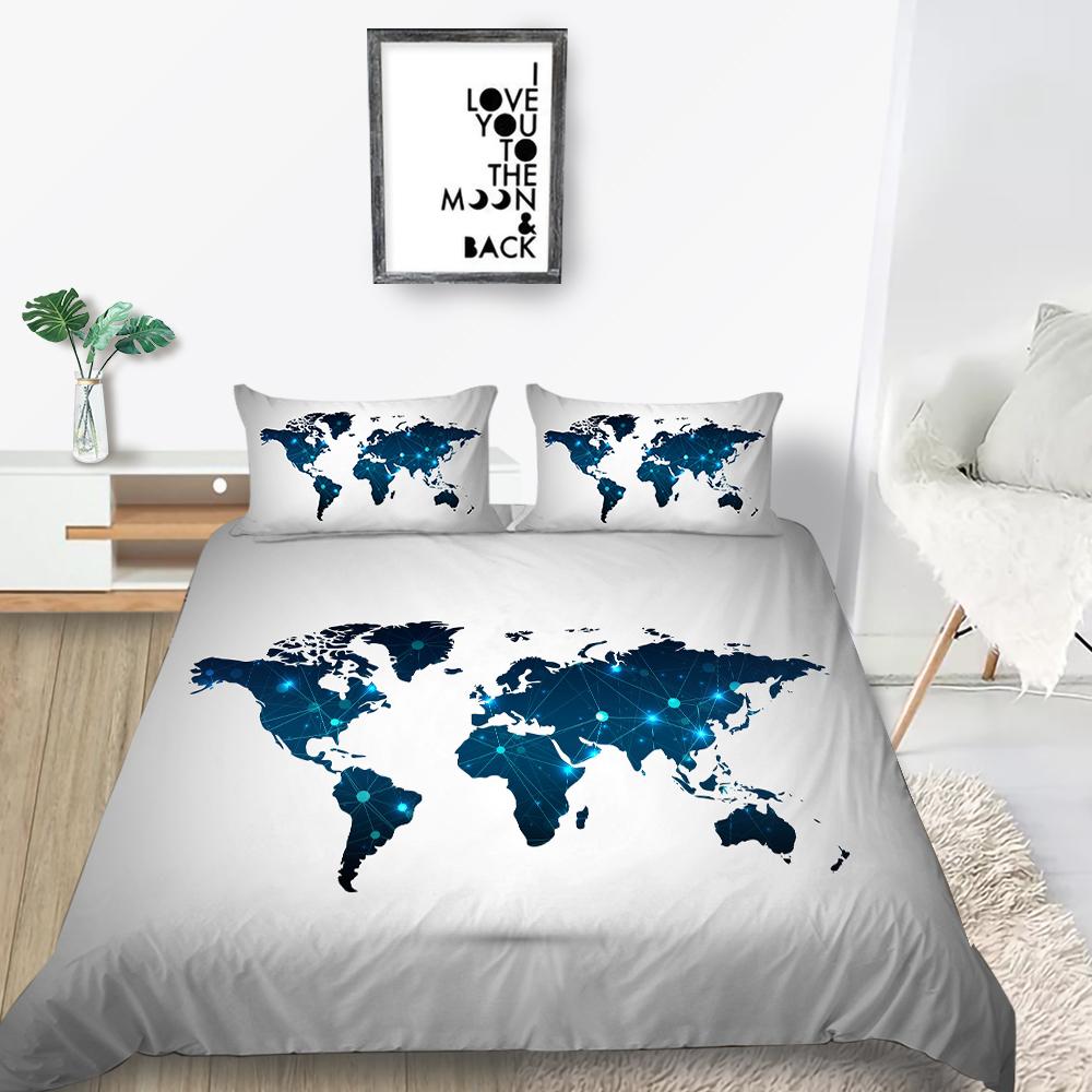 Новая мода Мода Стиль Duver Чехол Набор Уникальный Дизайн Пододеяльник Набор Мальчиков Подростков King Queen Size Роскошные Постельные Принадлежности Костюм Карта Постельные Наборы