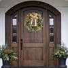 Christmas Wreath with Lights Artificial Decorative Front Door Decorated Bowknot