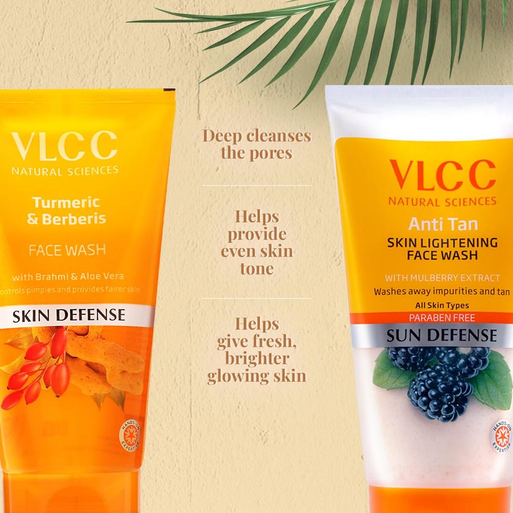 VLCC Turmeric And Berberis Face Wash Duo For Brightening Skin With Deep Cleansing And Anti Tan Care 150 Ml Each