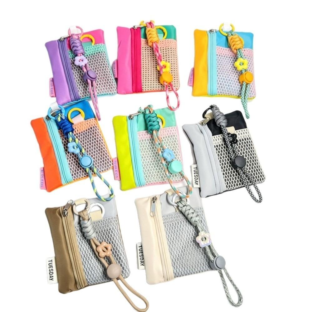 Mesh Design Earphone Bag Portable Size Woven Strap Mini Coin Purse Cute Design Hollow Storage Mini Purse Pendant Use