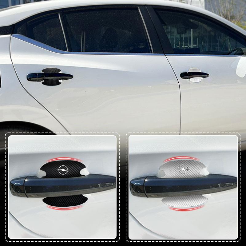 4PCS Car Door Handle Protection Sticker Emblem Car Decoration Styling For Opel Astra J G Insignia Corsa D Vectra C Zafira a Auto Gadgets