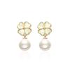 Модные темпераментные серьги с жемчугом и четырьмя листами клевера, простые милые женские серьги