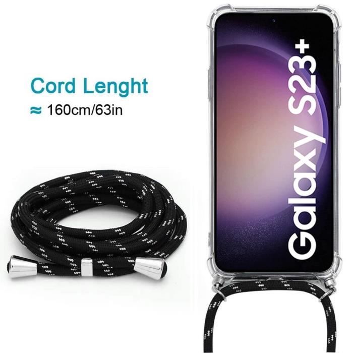 Protective Case - Booling - for Samsung Galaxy S23+ - Anti-Scratch - Transparent - Black Lanyard
