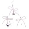 Sweet Bowknot Phone Chain Ornament Heart Beaded Cellphone Pendant Phone Lanyard Bag Charm for Fashionable Individuals