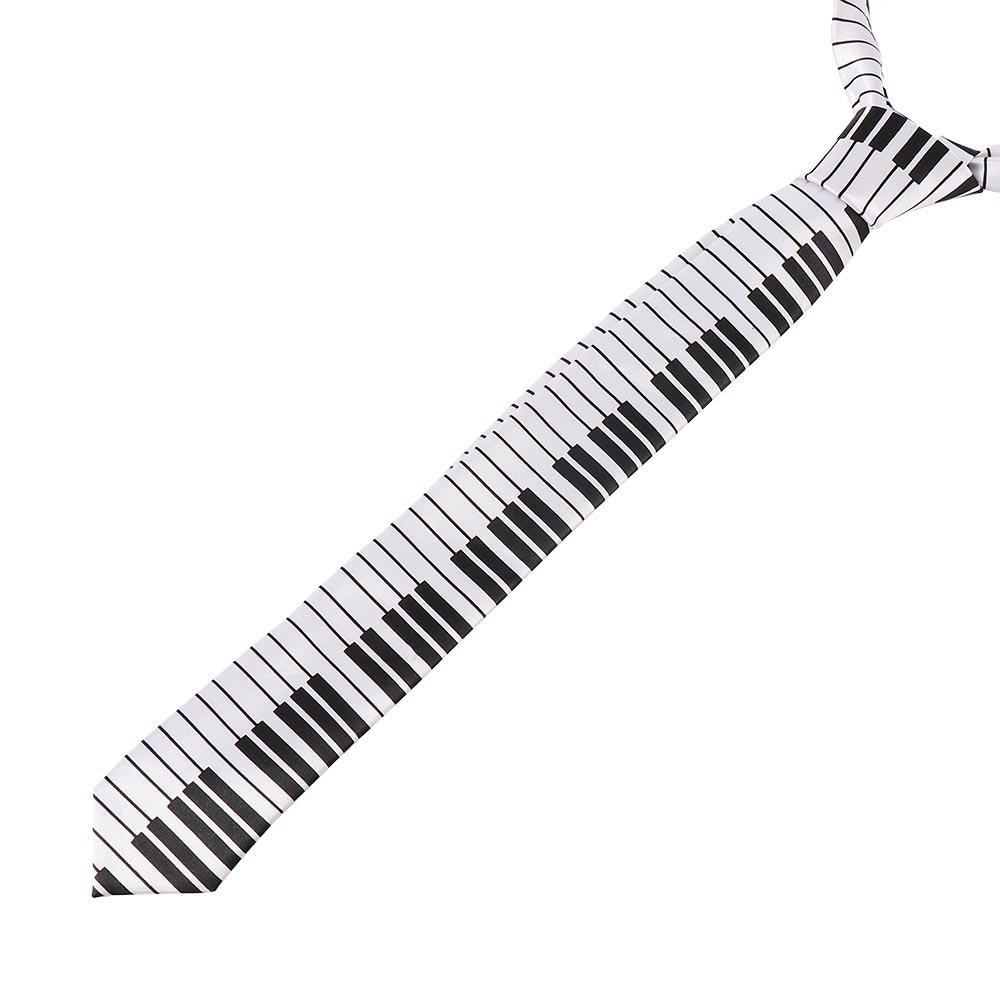 Gifts Fashion for Men Classic Skinny Tie Music Tie Black & White Piano Keyboard Necktie