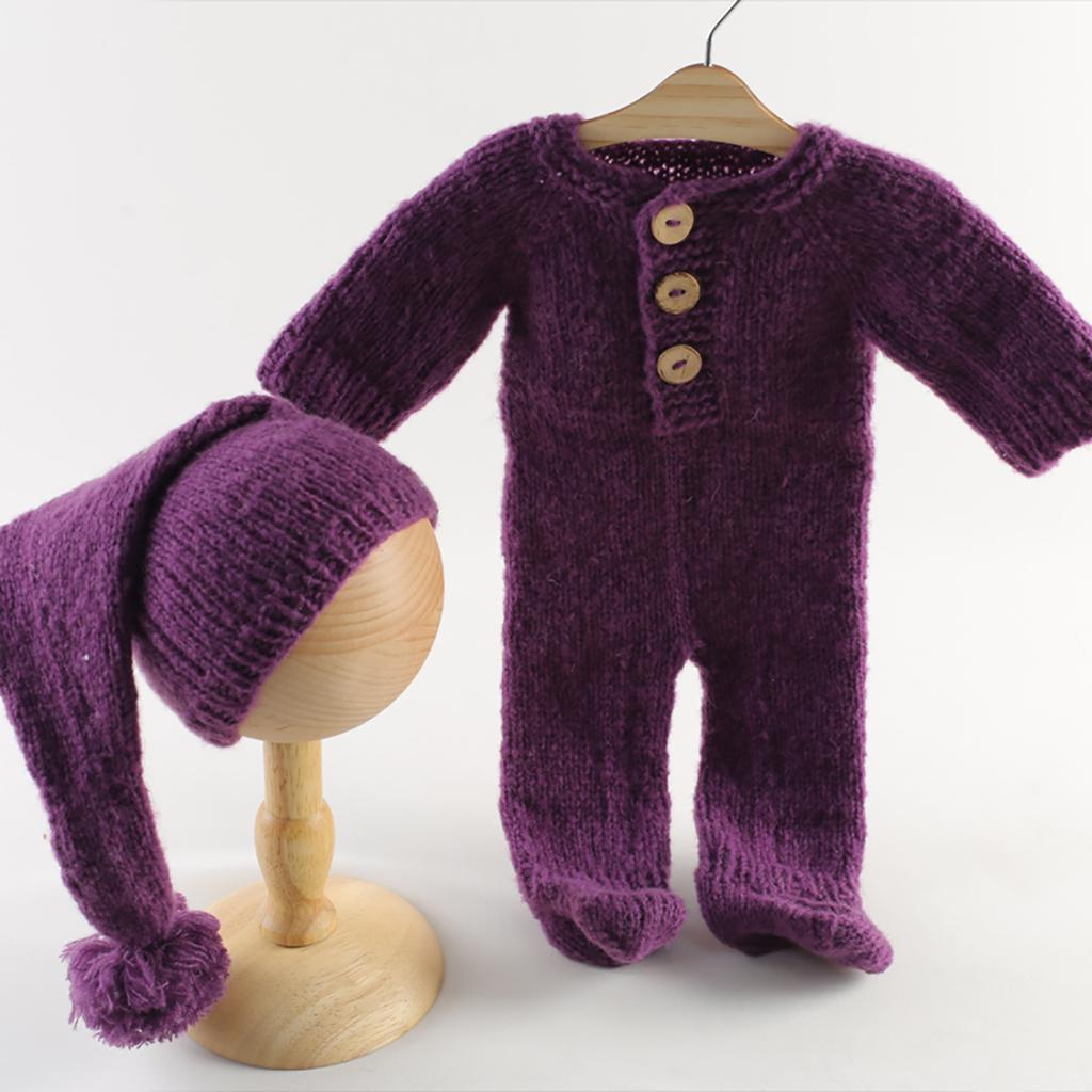 Ivory White Christmas Teddy Bear Hat Footed Romper Set Knitted Mohair Animal Beanie Newborn Photography Outfit Costume Onesie
