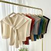 Knitted Solid Color Outer Cross Small Shawl Women'S Office Air-Conditioned Room Neck Guard Decoration Small Vest False Collar