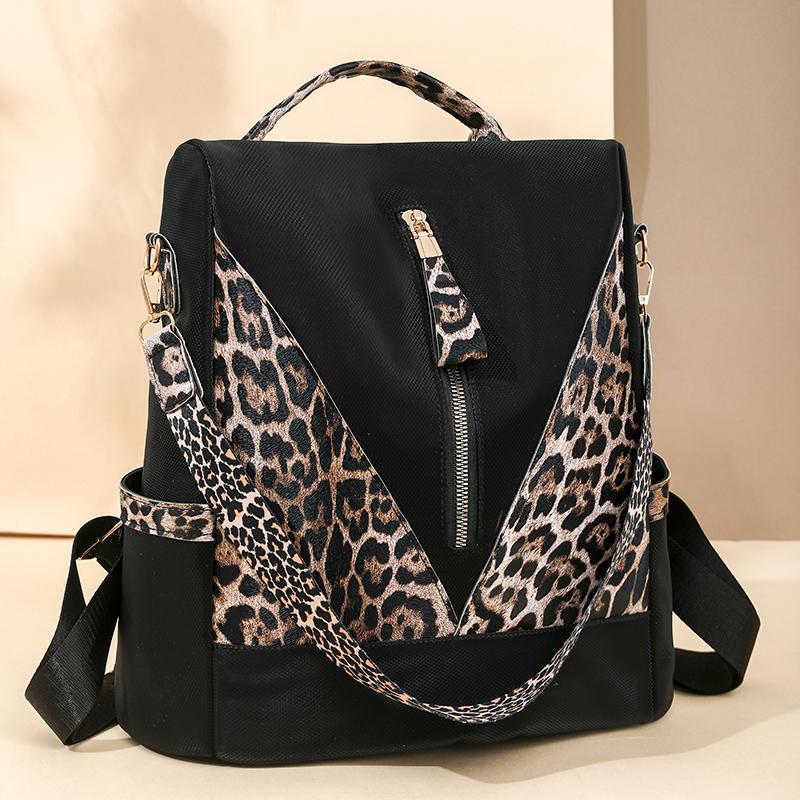 Рюкзак с леопардовым принтом, женский рюкзак большой вместимости с защитой от кражи