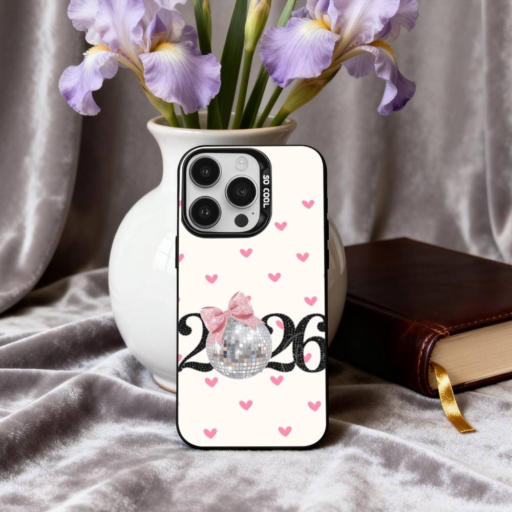 2026 New Year's Art Phone Case For iPhone17,16,15,14,13,12,11 Plus,Pro Max Black Candy silver phone case