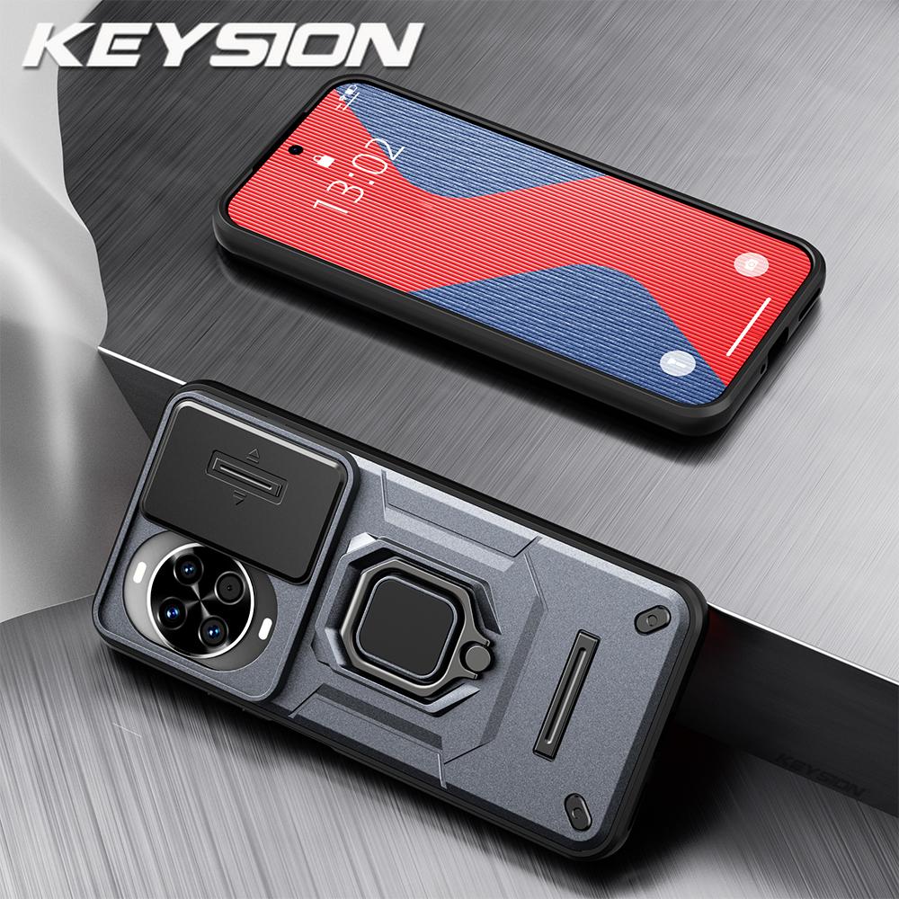 KEYSION Противоударный чехол для Huawei nova 14 14 Pro с выдвижной защитой камеры, металлической кольцевой подставкой, задняя крышка для телефона Huawei nova14Pro
