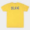 Мужская черная футболка с принтом Believe [Синий] Печать на трансферной бумаге без вырезания Хлопковая футболка