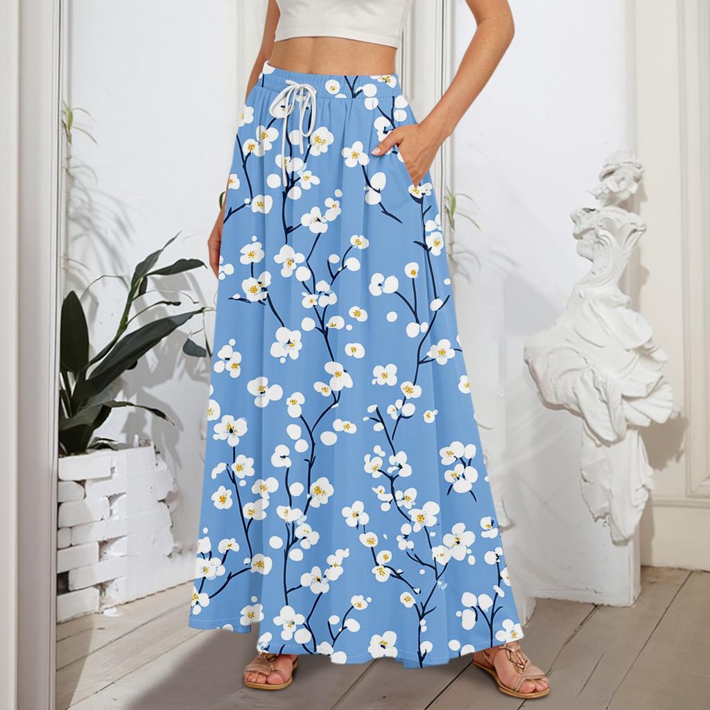 Женские струящиеся расклешенные юбки-макси с оборками и эластичным поясом, элегантные многослойные длинные юбки в стиле бохо