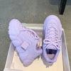 2021 новые весенние корейские розовые массивные кроссовки для женщин, обувь на толстой подошве, фиолетовые туфли на платформе, белая кожаная повседневная обувь, женская обувь