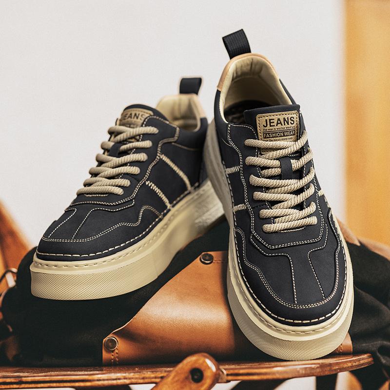 Fashion Fashion Men Vulcanize Shoe Casual Leather Casual Shoes Hot Sale Sneakers Tenis Masculino Comfort Lace-up Man Skateboard Footwear