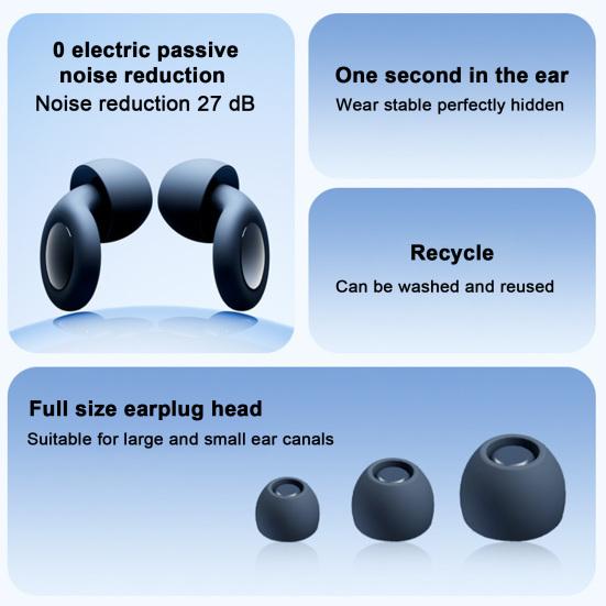 1 комплект силиконовых шумоподавляющих берушей с ушными вкладышами, моющиеся, водонепроницаемые, мягкие, многоразовые, для защиты органов слуха, для концертов, работы, учебы, сна, тихие