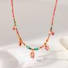 European and American colored natural stone beaded necklace gold-plated stainless steel flower pendant commuter versatile vacation style neck jewelry