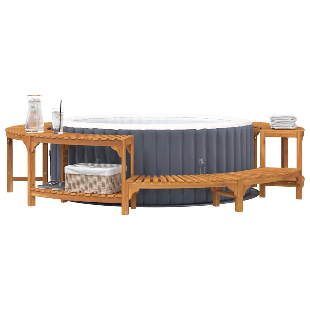 Hot Tub Surround Brown Ø255 x 55.5 cm Solid Acacia Wood