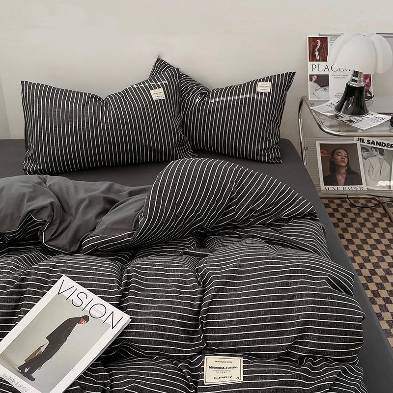 Ins Style Комплект постельного белья в скандинавском стиле, одинарный, двойной, плоский лист, пододеяльник, наволочка, мягкая микрофибра, полный размер Queen Size, постельное белье