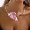 N11111 colored poplar leaf three-dimensional metal wind collar, light luxury retro niche high-end necklace for women
