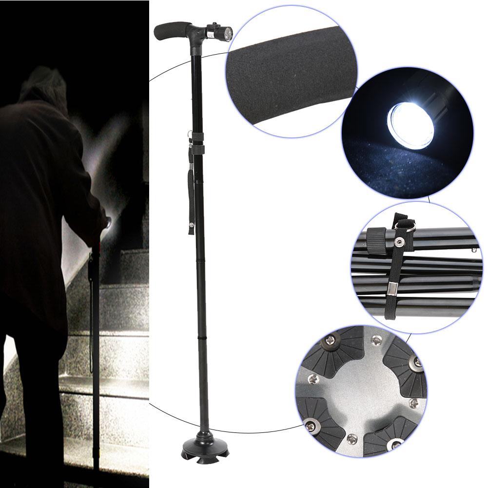 Складная светодиодная трость для безопасной ходьбы с регулировкой высоты, волшебная трость для пожилого человека