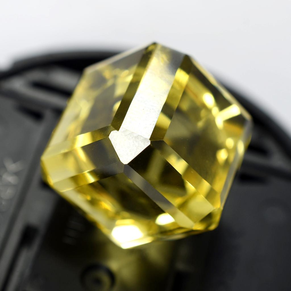 Yellow Topaz Cube Cut Huge Size 50.59 Ct Lab-Created Loose Gemstone