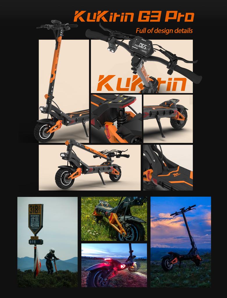 Kukirin G3 Pro Electric Scooter 1200W*2 Motor 52V23.4Ah Battery 65km/h Max Speed 80km Max Range