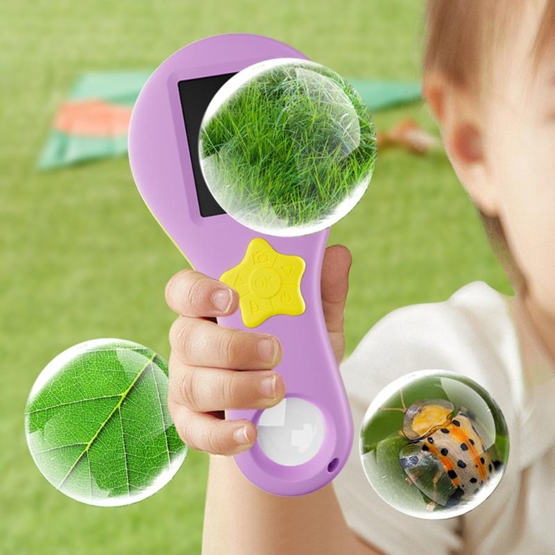 Portable 2MP Magnifier with Camera Function for Kid Student Experiments and Outdoor Observations Educational Exploration