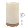 130ML Humidifier Aromatherapy Diffuser Candle Shape Shallow Wooden Grain with Flame Lamp 100?240V