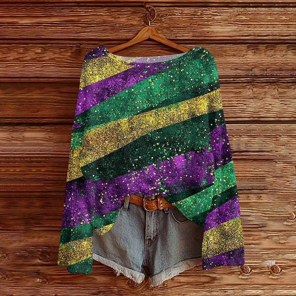 Женский модный пуловер с круглым вырезом, длинным рукавом и принтом, повседневный