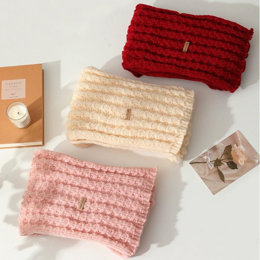 172x20cm Winter Scarf, Solid Color Thick Knitted Wool Scarf for Women, Warm Fleece Neck Warmer Snood
