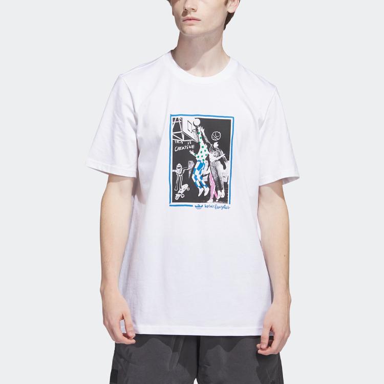 Adidas Футболка с рисунком Shmoofoil белая/многоцветная мужская уличная одежда HS3047