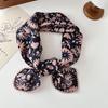 70% Cotton Linen Small Square Silk Scarf - Korean Style Floral Design for Versatile Neckwear and Decorative Use