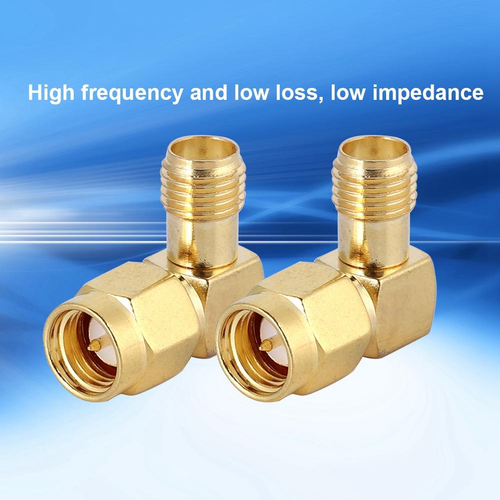 2PCS SMA Female to SMA Male Right angle Adapter RF Coaxial Adapter Converter Connector