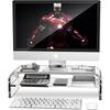 AboveTek Acrylic Monitor Stand Display Stand Clear For Working From Home 48x22x14cm Keyboard Storage Compatible with and Printer Improves Posture