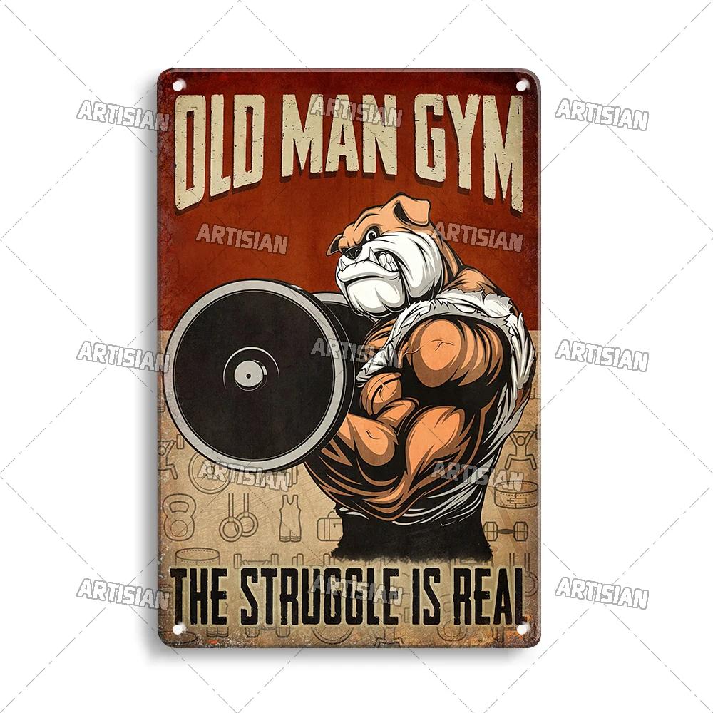 ARTISIAN Потертая Металлическая Жестяная Табличка Gym Club Винтажная Декоративная Тарелка Ржавый Спорт Металлический Постер Мужская Пещера Клуб Студия Настенный Декор