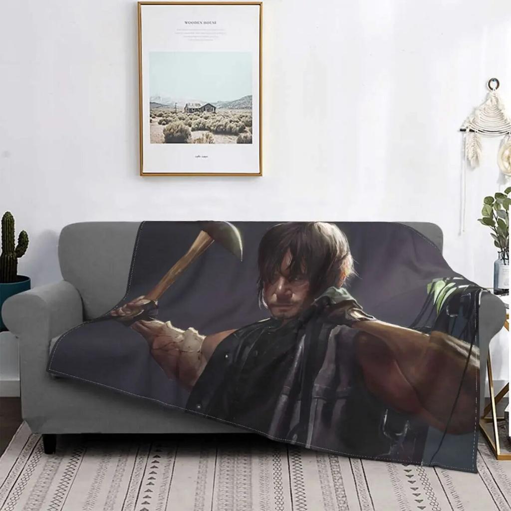 Daryl Dixon Blankets The Walking Dead Movie Horror Flannel Awesome Soft Throw Blanket for Chair Covering Sofa Autumn/Winter