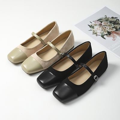 Модная женская обувь на плоской подошве Весна и Осень Новые Ретро Туфли Мэри Джейн на плоской подошве С мелким вырезом Квадратный носок Большие размеры Женская обувь 41-43