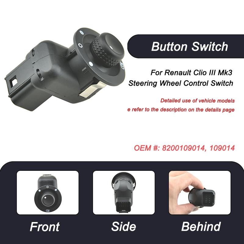 8200676533 Electric Mirror Control Switch Adjust Knob 109014 For Renault Clio III Mk3 Laguna2 Scenic Megane II Kangoo 2007-2017