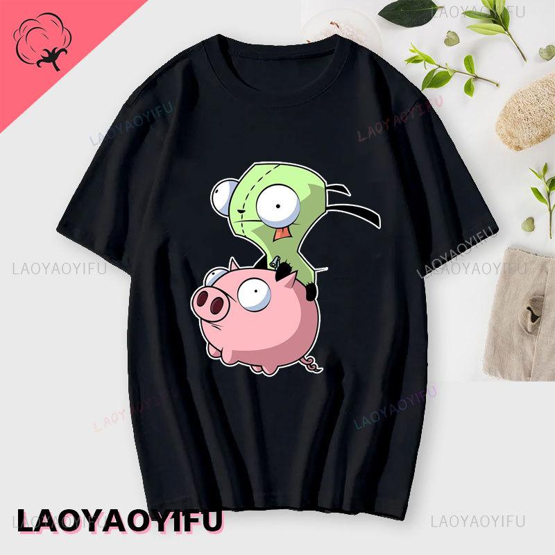 Kawaii Invader Zim Invader Gir Graphic T Shirt Zim Image Cartoon T Shirt Unisex Women Retro Tee Shirt Fashion Shirt Streetwear Tops